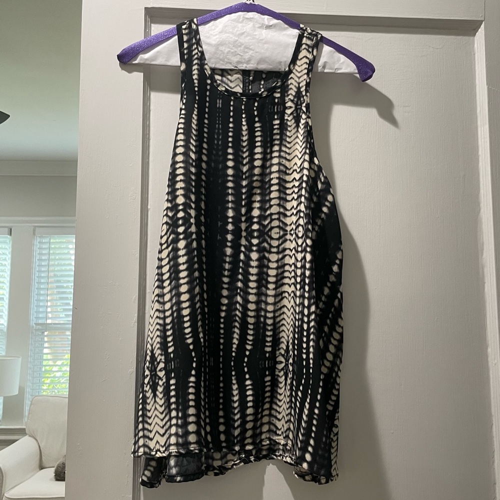 Karlie black and white tie dye tank